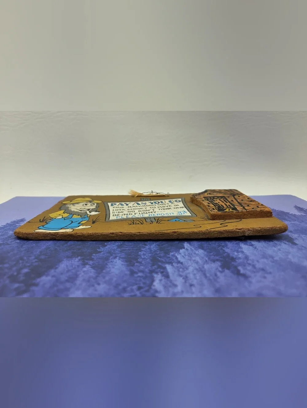 Vintage Country Hillbilly Bathroom Sign Pay As You Go Humorous Gag Gift Plaque.